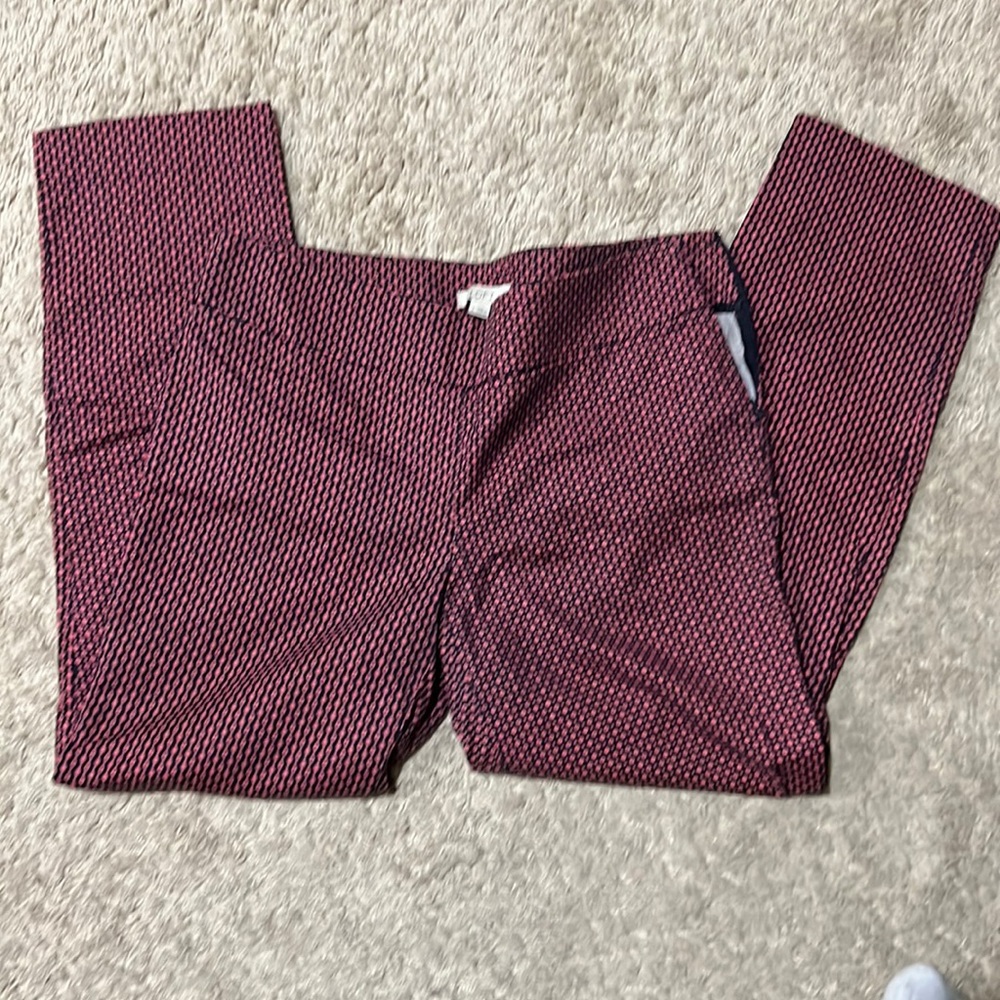 LOFT side zip cute patterned cropped career pants